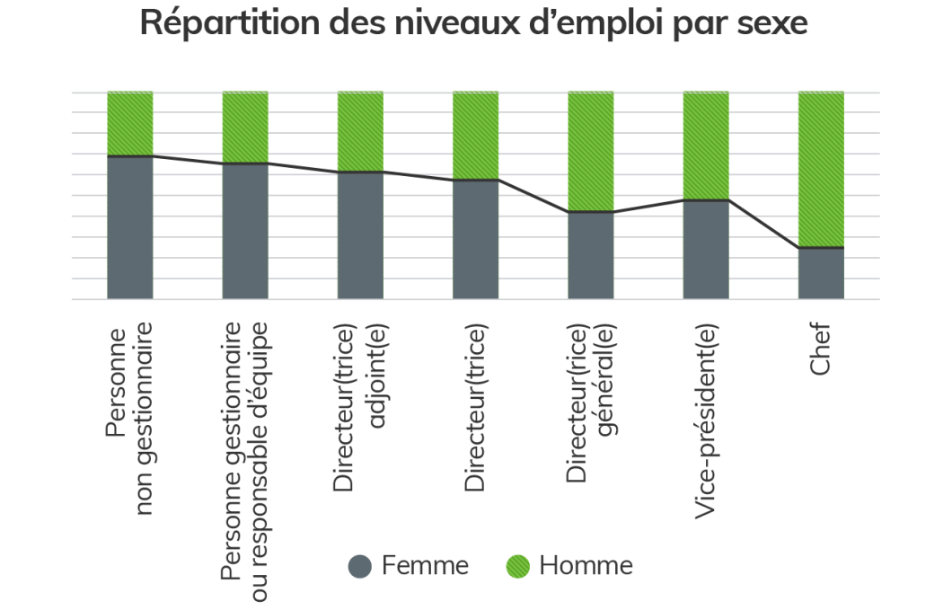 Image montrant que les femmes tendent à disparaître à mesure de la hausse du niveau d’emploi